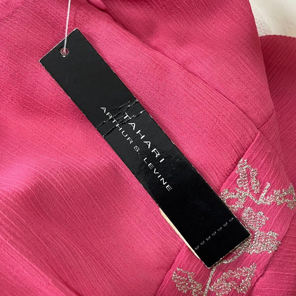 Tahari ASL Pink Empire Waist Pink Cocktail Dress Shiffon and Satin Size 12 NWT - Picture 10 of 11